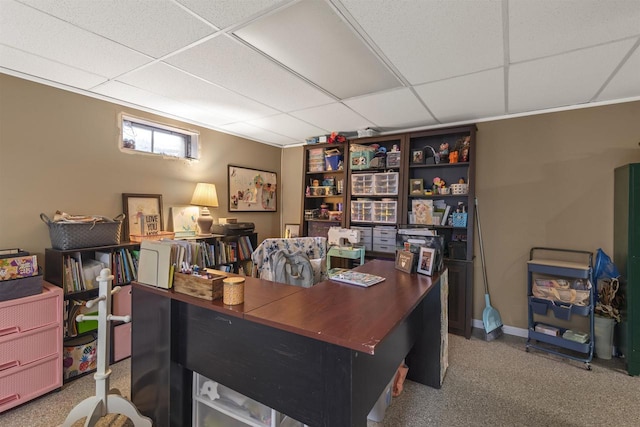 office featuring a paneled ceiling