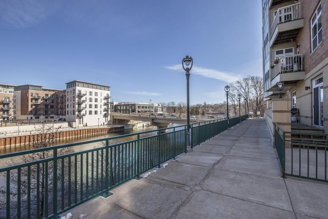 view of property's community with a water view