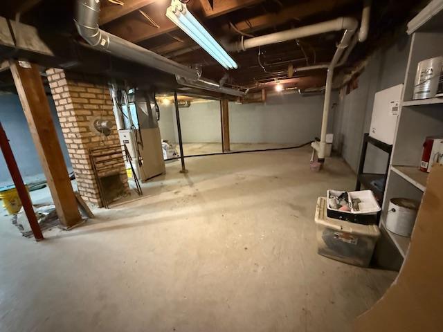 unfinished below grade area with heating unit