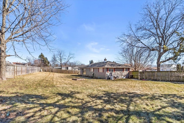 view of yard featuring a fenced backyard