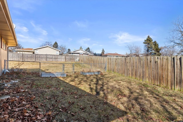 view of yard featuring a fenced backyard