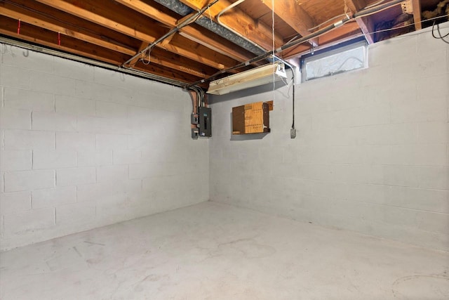 basement with electric panel