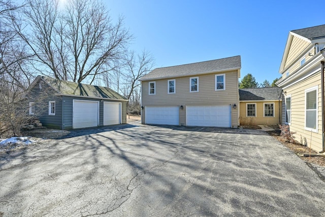 exterior space with a garage