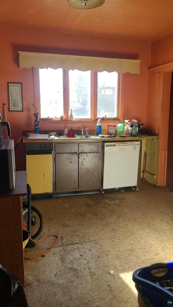 kitchen featuring white dishwasher and a wealth of natural light