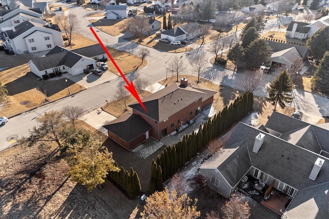 bird's eye view with a residential view