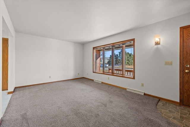 carpeted empty room with visible vents and baseboards