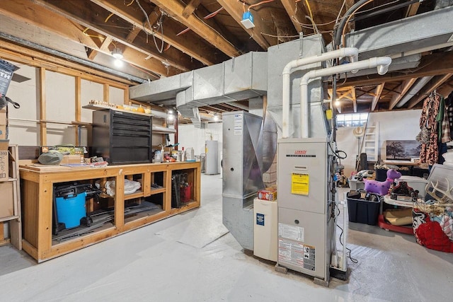 basement with water heater