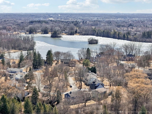 aerial view featuring a forest view