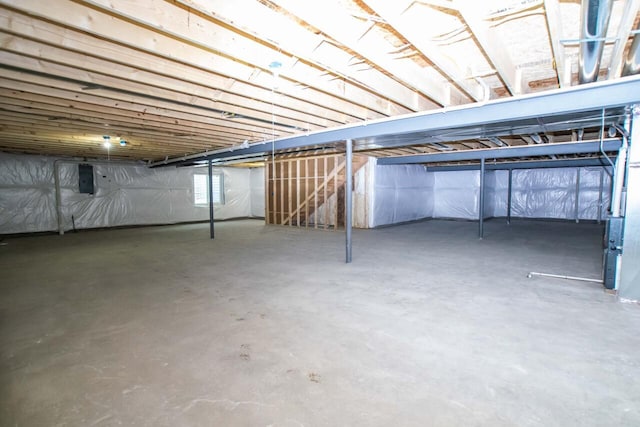 basement with electric panel