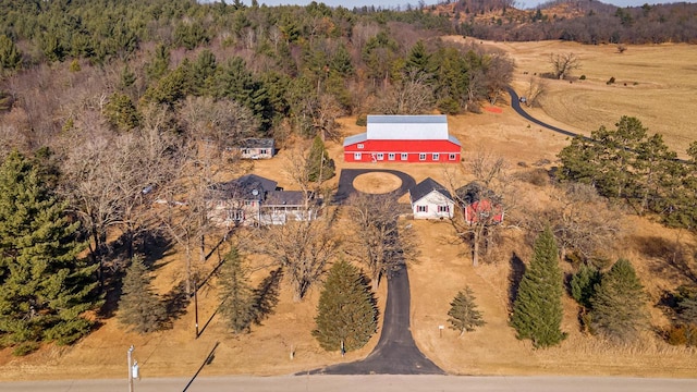 bird's eye view with a view of trees