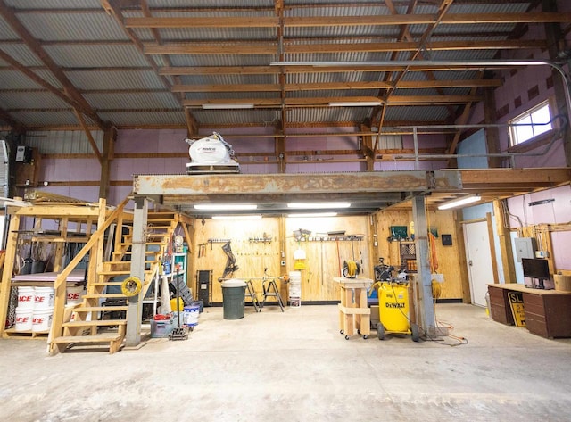 garage featuring metal wall