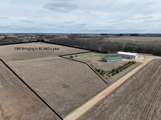aerial view featuring a rural view