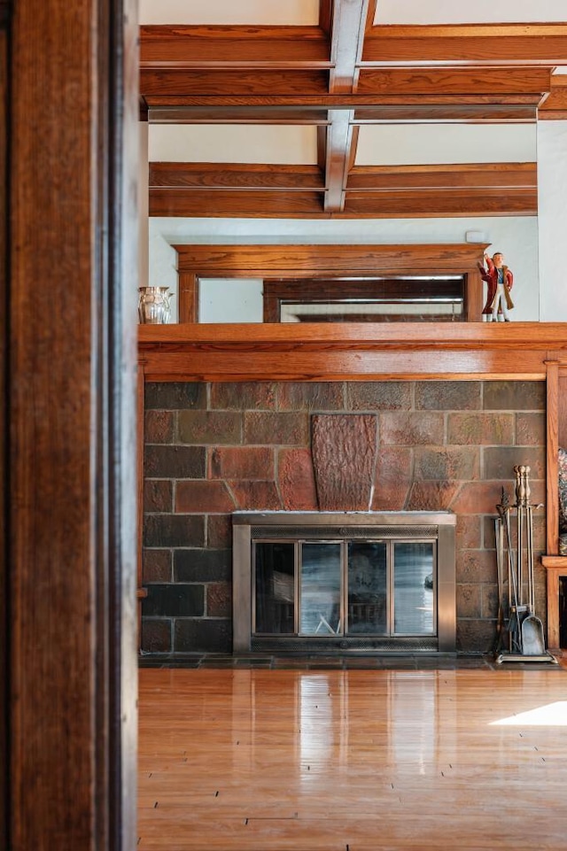 interior details featuring a fireplace