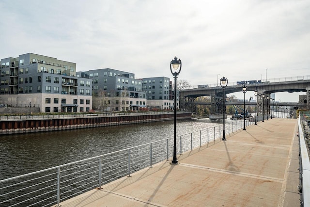 view of property's community with a water view