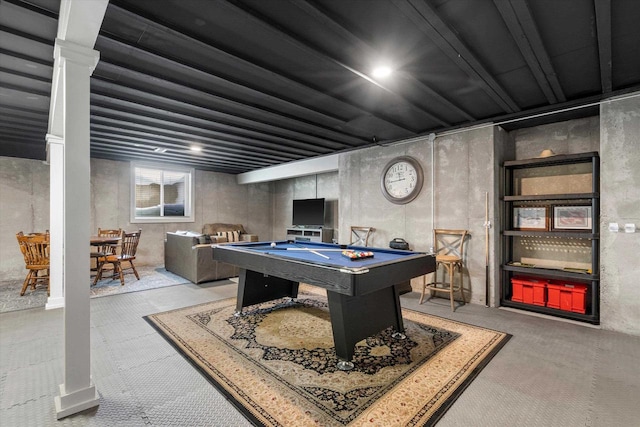 playroom with pool table