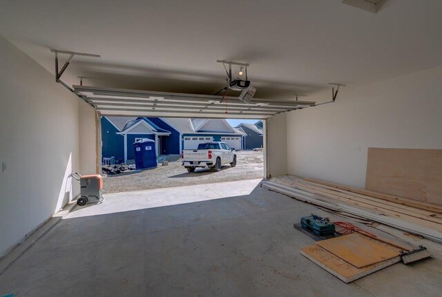 garage with a garage door opener