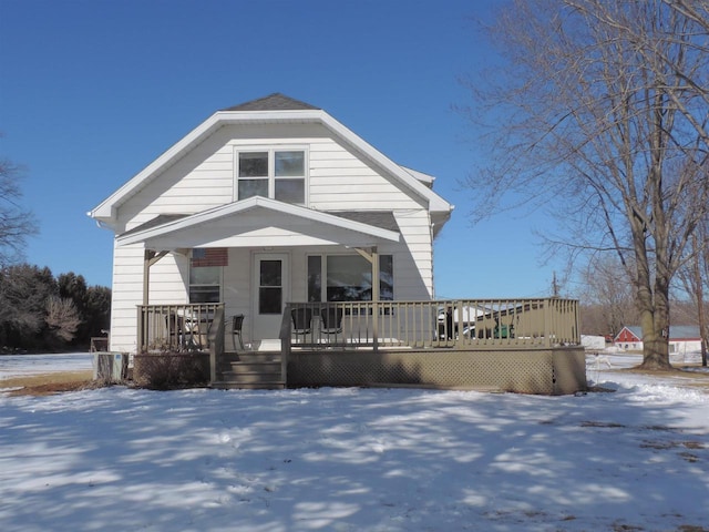 view of front facade with a deck