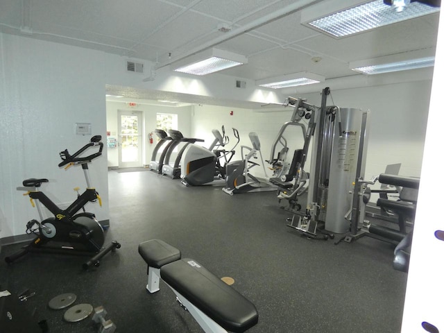 workout area featuring visible vents