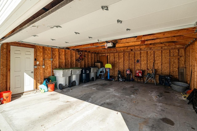 garage with a garage door opener