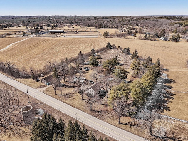 bird's eye view with a rural view