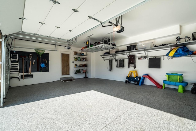 garage with a garage door opener