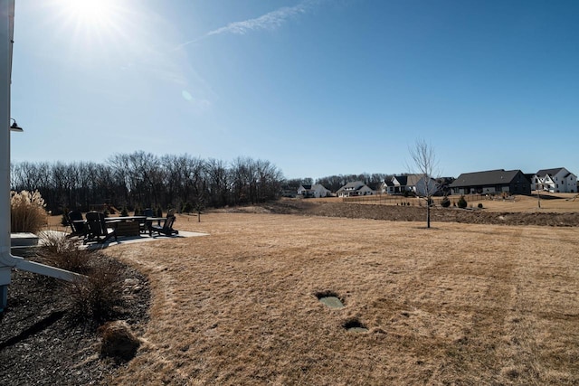 view of yard featuring a patio area and a residential view