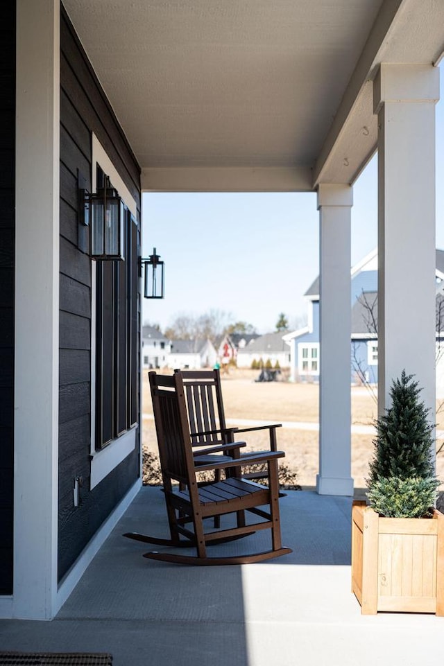 view of patio featuring a porch