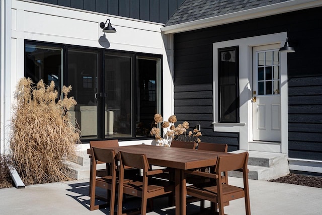 view of patio featuring outdoor dining area