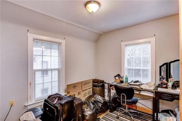 office area featuring lofted ceiling and a wealth of natural light