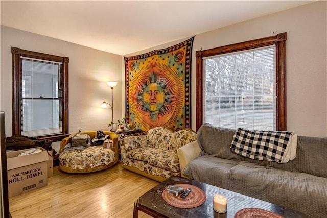 living room with wood finished floors