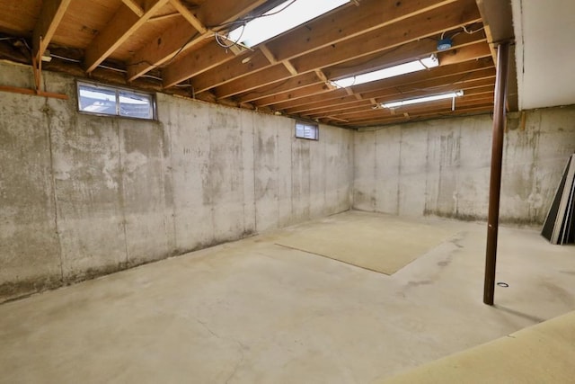 view of unfinished basement