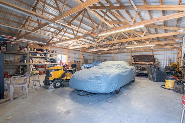 garage featuring metal wall