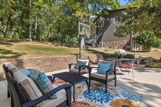 view of patio / terrace with an outdoor living space