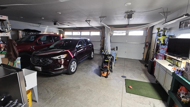 garage with a garage door opener