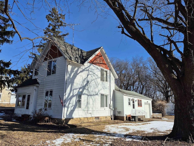 view of snow covered exterior