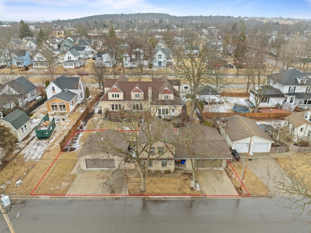 aerial view with a residential view