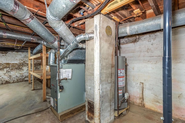 utility room with gas water heater