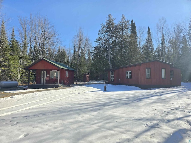 view of snow covered property