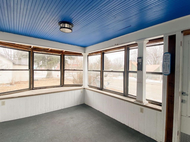 view of unfurnished sunroom