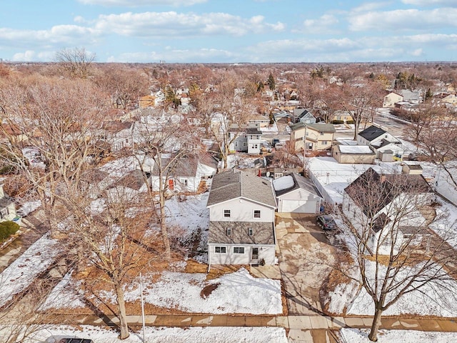 birds eye view of property with a residential view