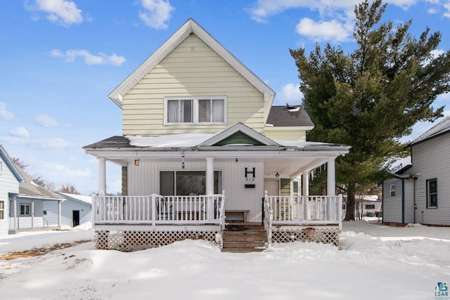 view of front of home featuring covered porch