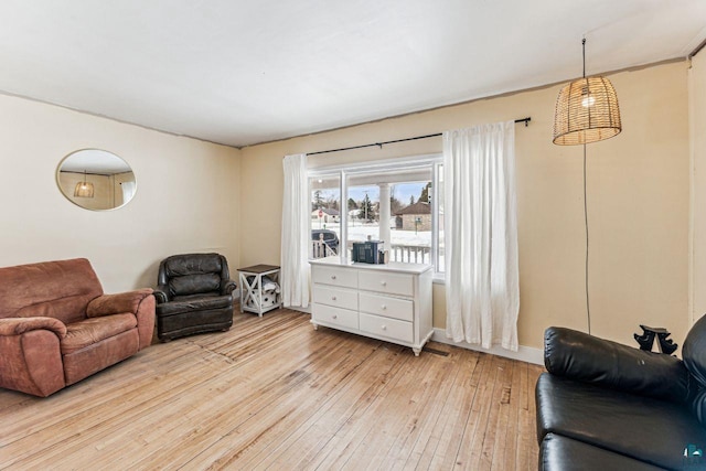 living room featuring light wood-style floors