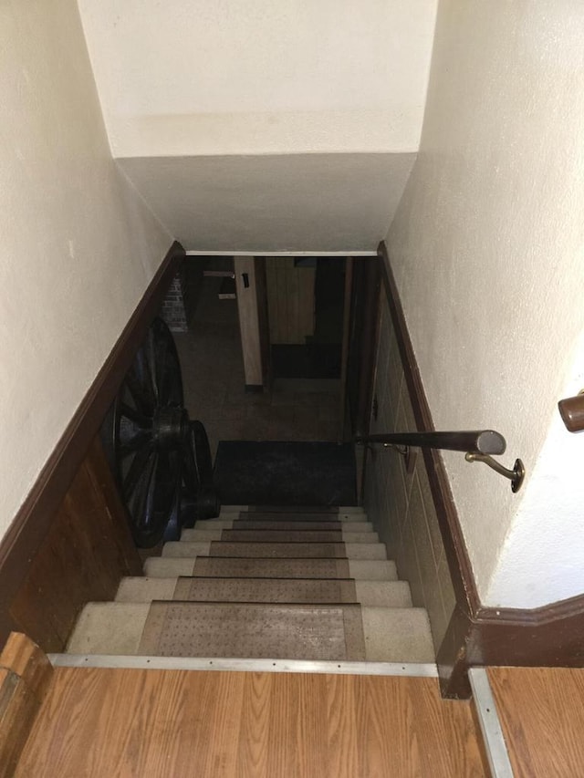 staircase with wainscoting