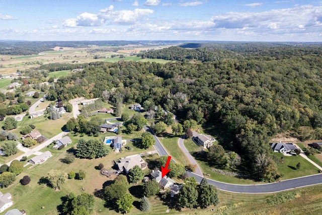 aerial view with a forest view