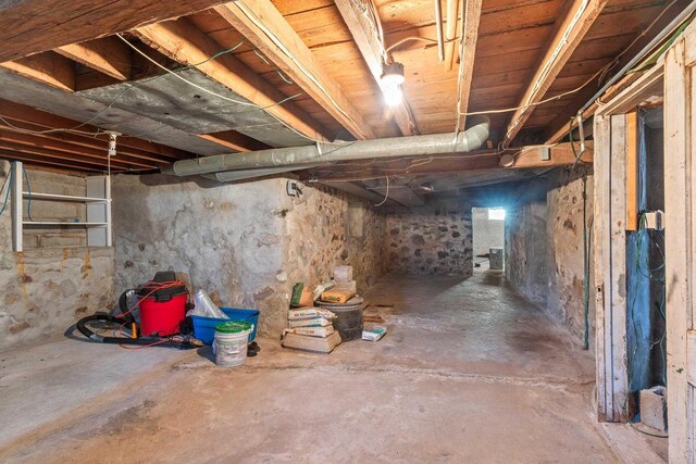 view of unfinished below grade area