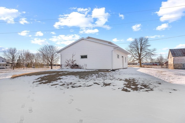 view of snow covered exterior