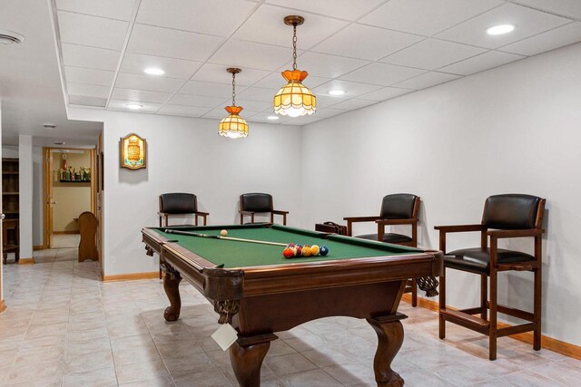 1680 N Aurora Ln, Nekoosa, WI 54457 - rec room featuring recessed lighting, a paneled ceiling, and baseboards