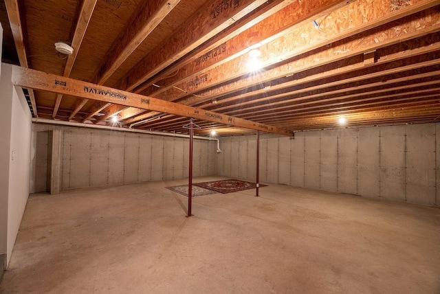 view of unfinished basement