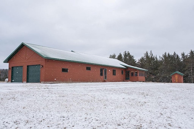 exterior space with a garage