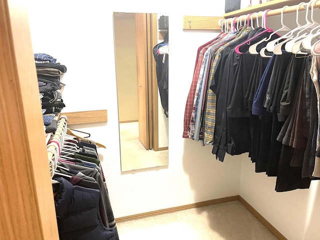 walk in closet with carpet